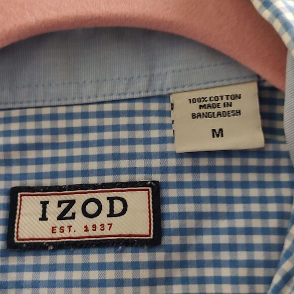 Izod  blue white  button down dress shirt  Sz M - Picture 6 of 6